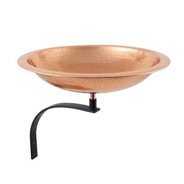 Achla Designs Achla BBHC-01T-WM Hammered Copper Birdbath with Wall Mount Bracket; Natural Patina BBHC-01T-WM